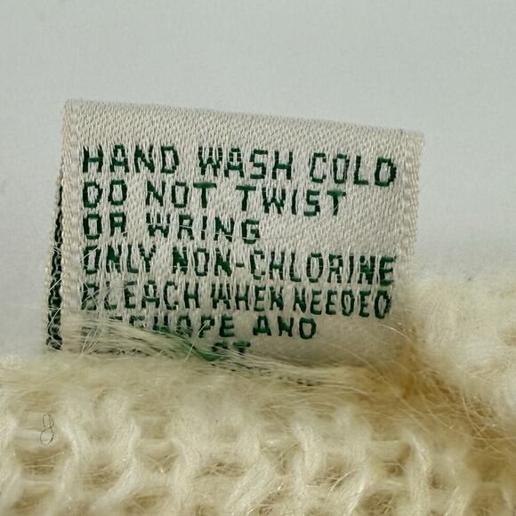 Sportables VTG Mohair Cream Chunky Cable Knit Cardigan Sweater Womens Large - Picture 6 of 8